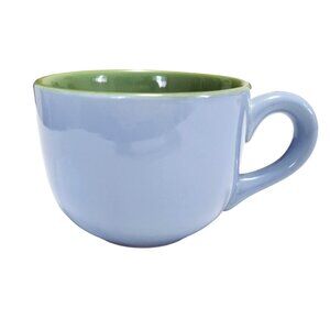 Pastel Blue Soup Mug with Green Interior Holds 12 oz.